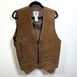 (P) FADED GLORY Men's vintage black genuine leather vest, western style, size M